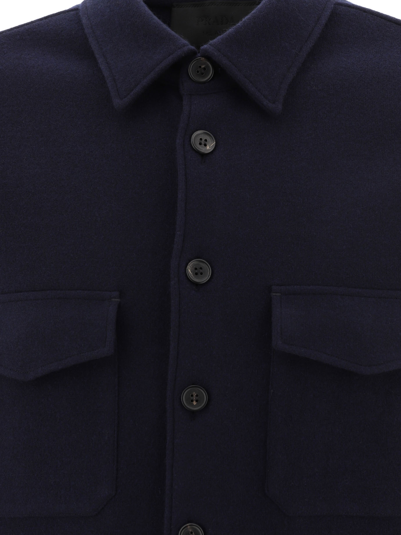 PRADA Blue Wool and cashmere overshirt